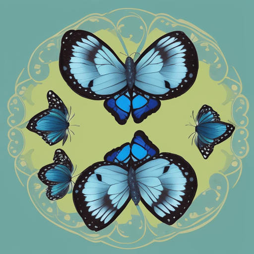 AI generated: mariposa verde y azul, con niños alrededor 
