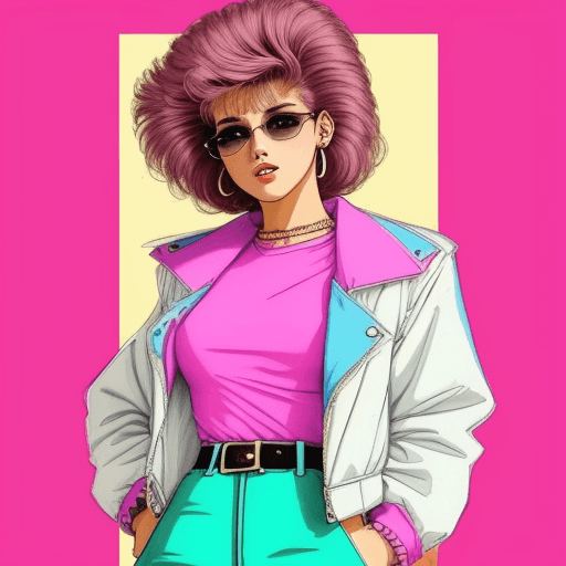 AI generated: draw a woman with 80s fashion style clothes

