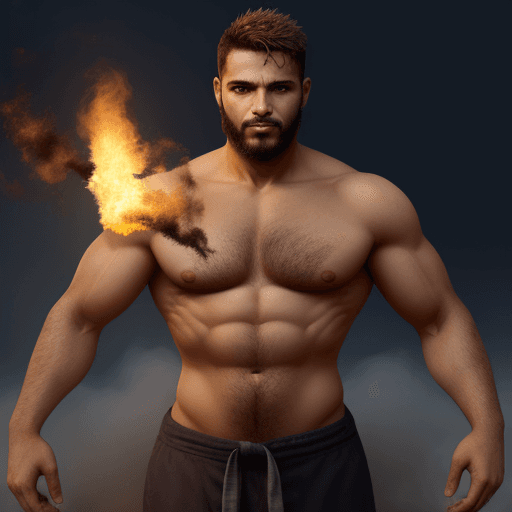AI generated: o poder de Deus no homem com fogo no corpo