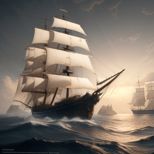 AI generated: Photo of a ultra realistic sailing ship, dramatic light, pale sunrise, cinematic lighting, battered,...