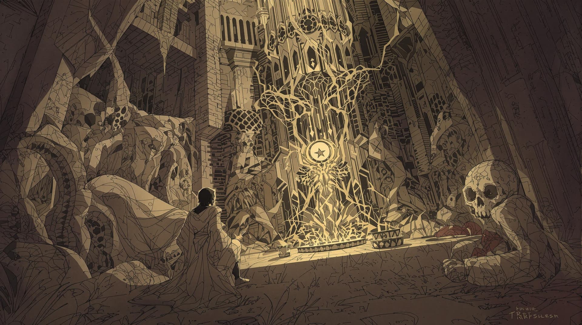 AI generated: The artwork is detailed, using precise line work and shading to create depth and atmosphere, enhanci...