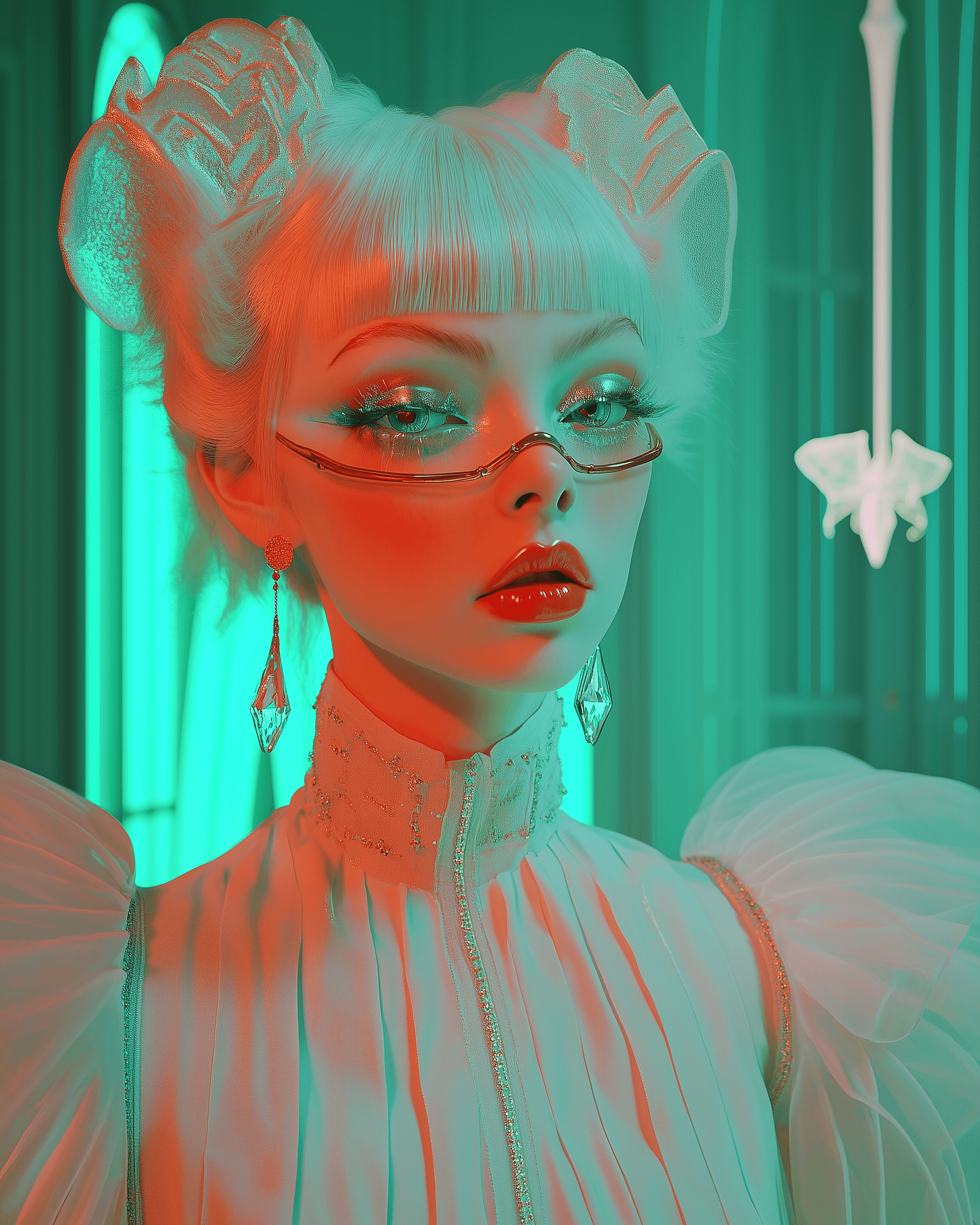 AI generated: ronald williams art poster red flies eevil little big fellow, tom stop, in the style of futuristic g...