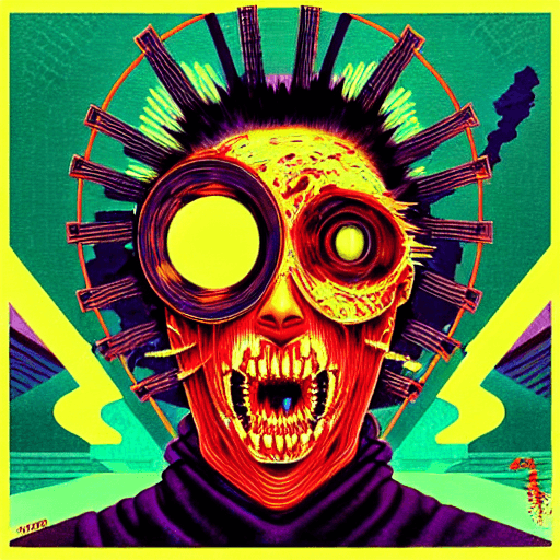 AI generated: horroglitchcore Epic obito from the parallel world in complementary colors, in the style of glitchco...