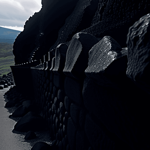 AI generated: volcanic rock wall
