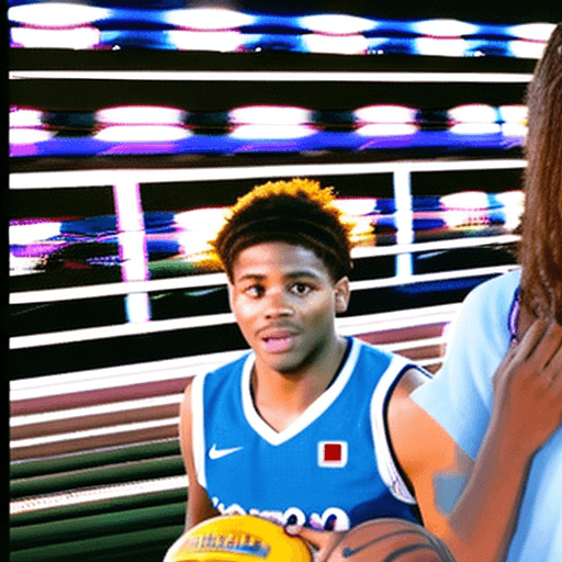 AI generated: 4 jugadores adultos del mismo equipo, en la cancha, jugando basquetbol, uno encesta, una cancha muy ...