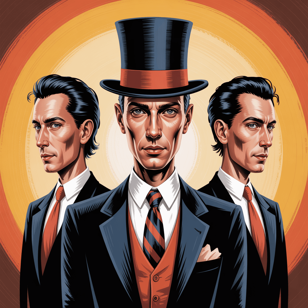 AI generated: A stylized painting featuring three elongated figures with angular features. The central figure wear...
