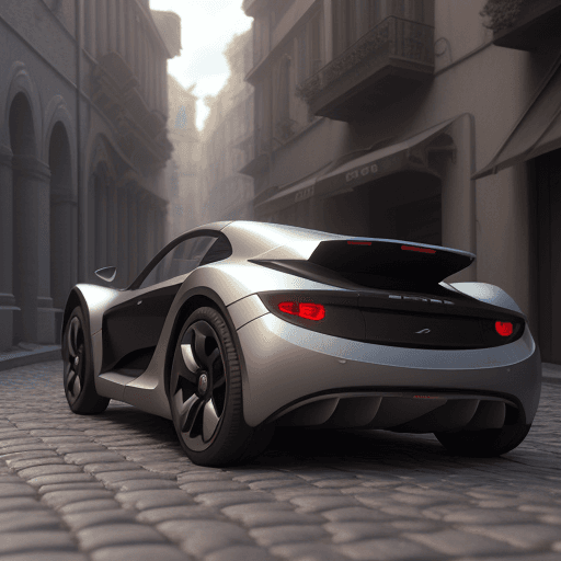 AI generated: a futuristic car is parked on a cobblestone road, a digital rendering by Grillo Demo, cg society con...