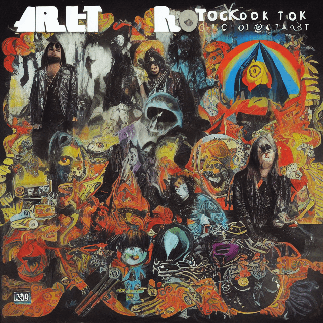 AI generated: An exotic album cover for various rock artists, the rock band Ghost, a vinyl disk