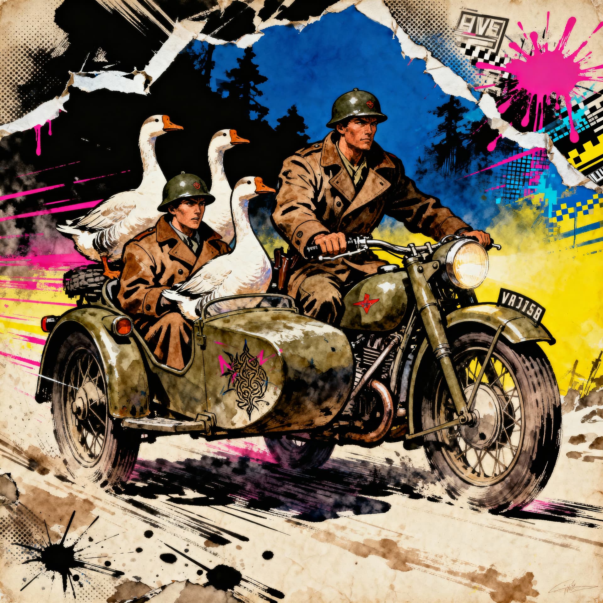 AI generated: highres,greatscore,textured,painterly,painting \(medium\),Expressive Watercolor Ink Wash,Inkplash ar...