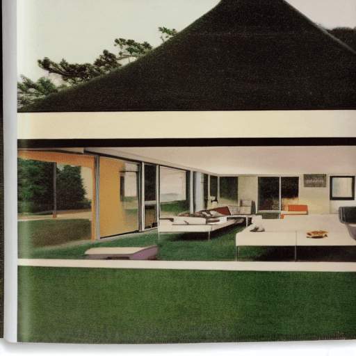 AI generated: Hyper realistic eye level exterior photo of a mid century modern style house overlooking the ocean, ...