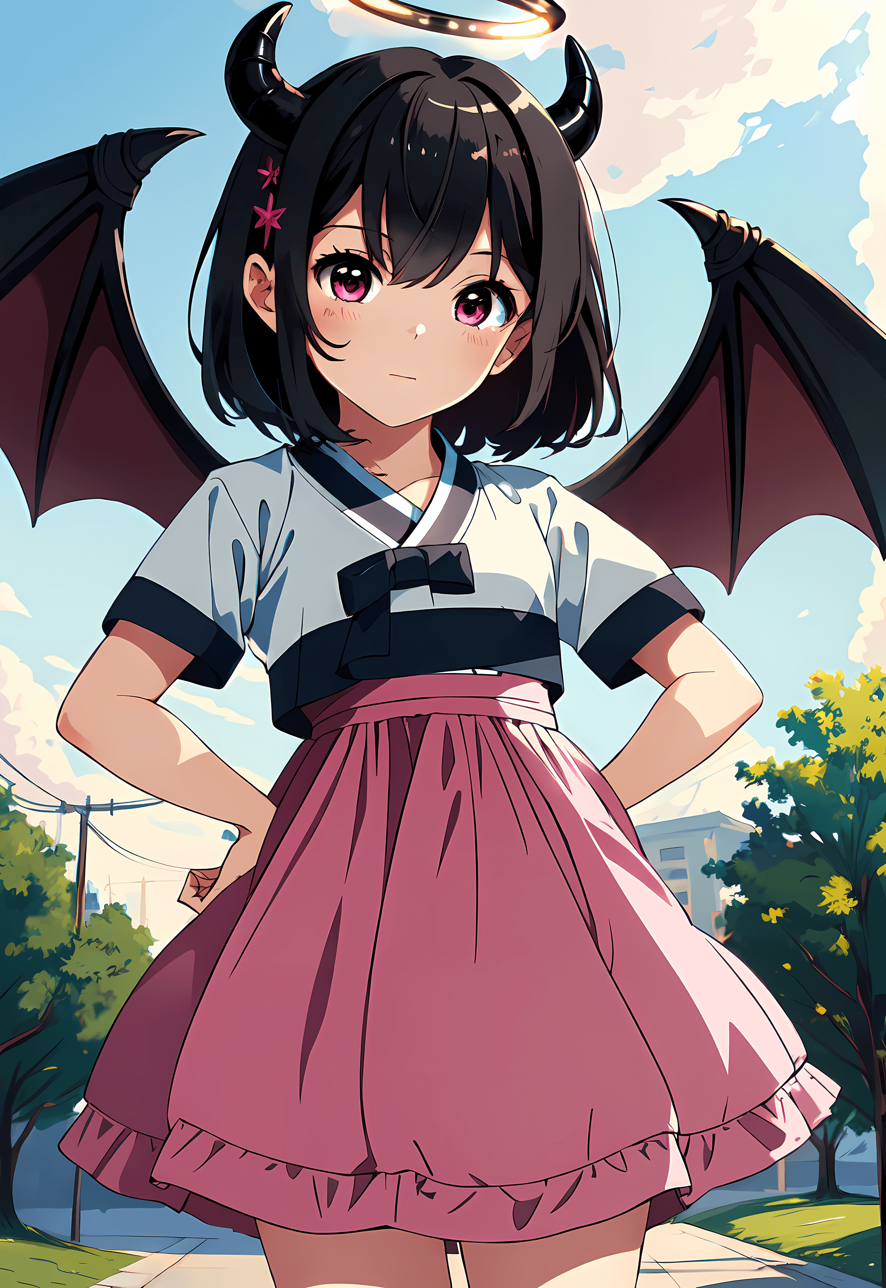 AI generated: (Masterpiece, Award winning, Highest Quality:1.2), (short hair, wavy hair black hair:1.28), little g...