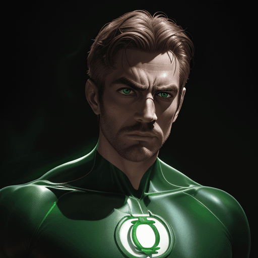 AI generated: mc1, man, one man, man as Green Lantern: Green Bodysuit with Lantern Symbol, photorealistic painting...