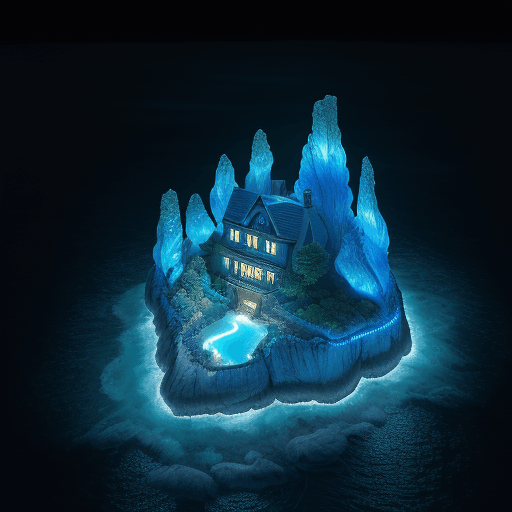 AI generated: "A breathtaking aerial view of a beautiful coastline at night, adorned with the radiant glow of roya...