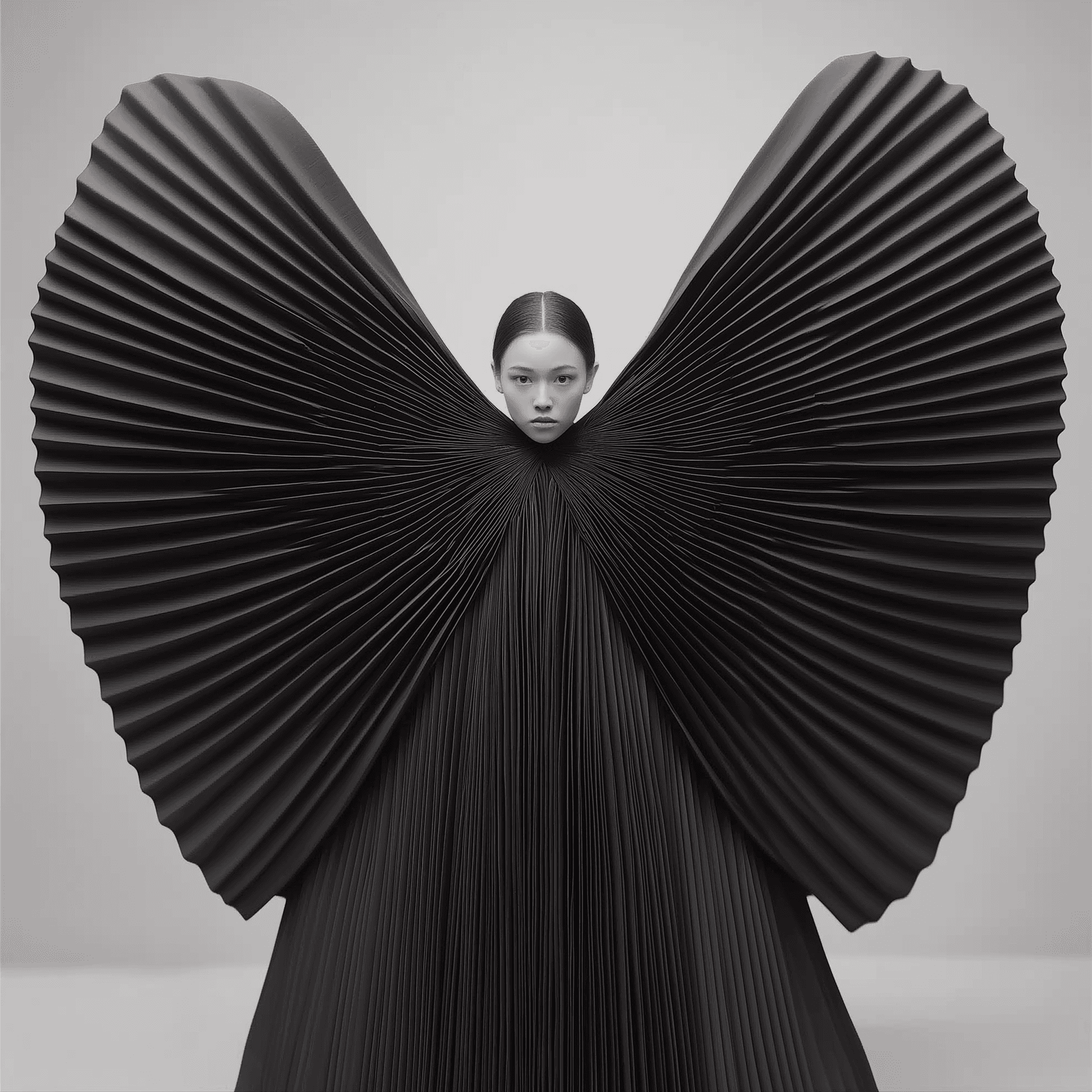 AI generated: Model_posing_in_a_Escheresque_fashion_piece_fashion