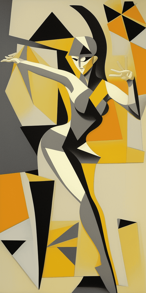 AI generated: (16k4d art rfktrstyle Half a pound of tuppenny rice), Cubist Angles, (Dynamic Pose)