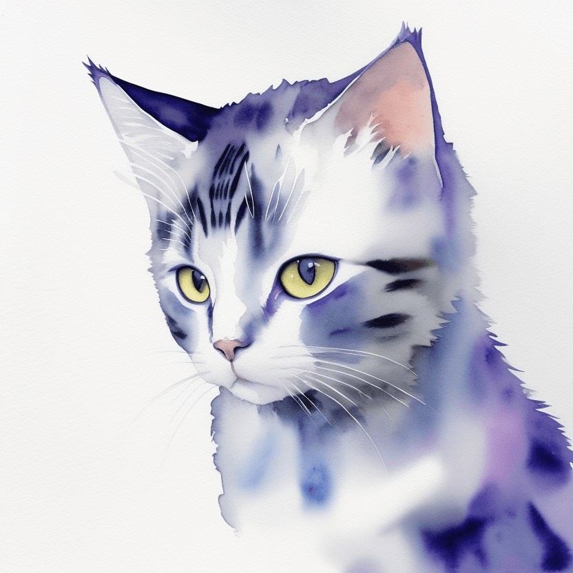 AI generated: cat prince portrait, watercolor painting on white background