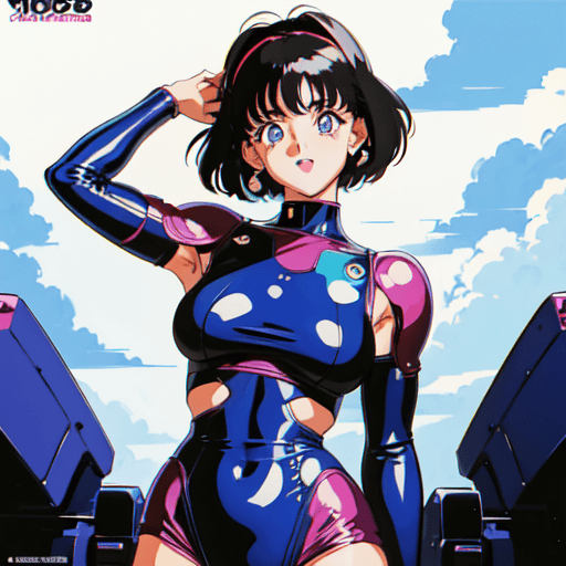 AI generated: 1girl, solo, anime, (1990s art style:1.5),cyborg, masterpiece, best quality, highly detailed, detail...
