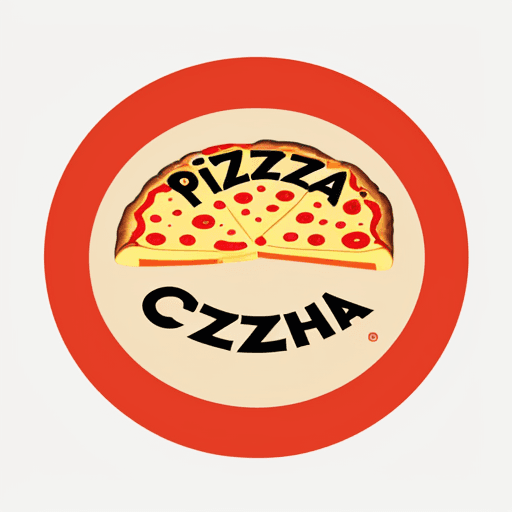 AI generated: logo for pizza cafe with cheeze pizza in center minimalixtic square shape