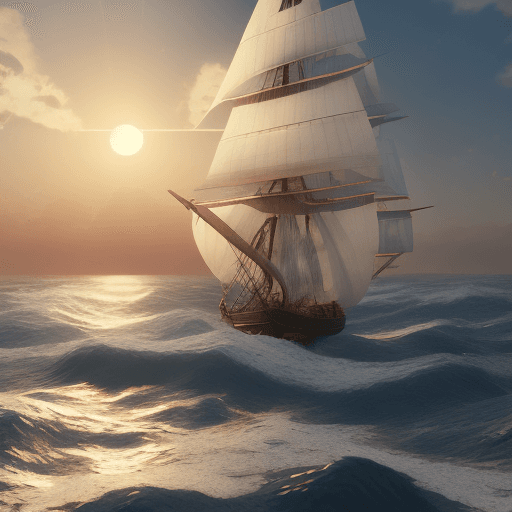 AI generated: Photo of a ultra realistic sailing ship, dramatic light, pale sunrise, cinematic lighting, battered,...