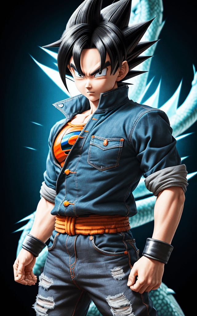 AI generated: toriyama akira, 1boy, black hair with ghoan tuft, blue eyes, muscled, dragon ball, (dragonball z), h...
