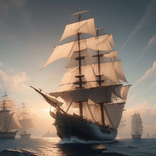 AI generated: Photo of a ultra realistic sailing ship, dramatic light, pale sunrise, cinematic lighting, battered,...