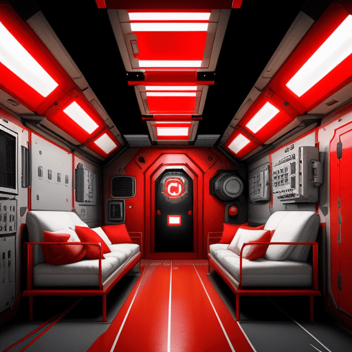 AI generated: 
red alarm beeping inside a space station


