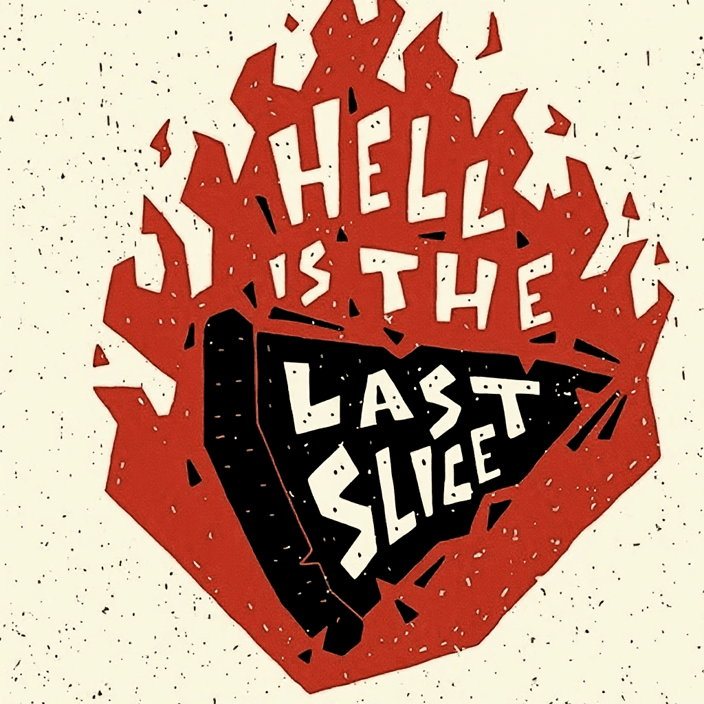 AI generated: Flat coloured flame jagged edges and straight lines rough flame shape almost if as I Lino cut. black...