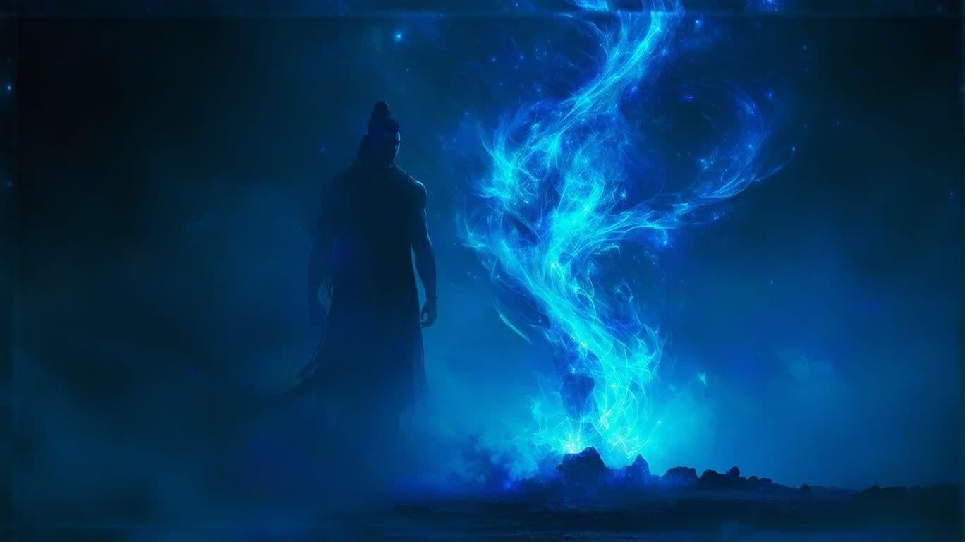 AI generated: Lord Shiva:
In this scene, Lord Shiva is depicted with a powerful, almost otherworldly presence. His...