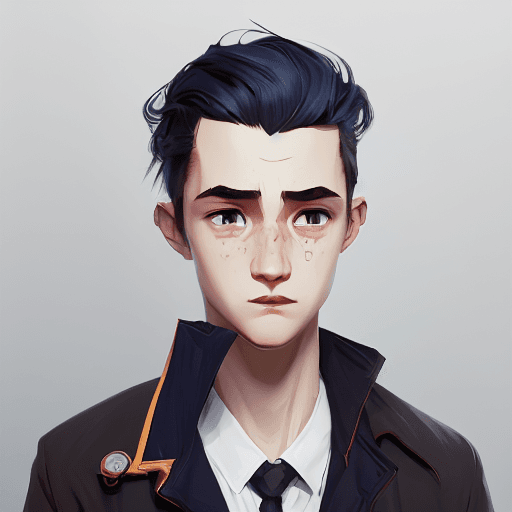 AI generated: Full height face Portrait of young boy, nerdy, Cute arcane art style, portrait, thin eyebrows, blue ...