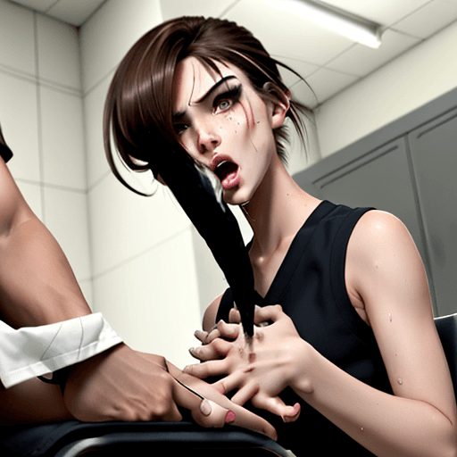 AI generated: source_anime, slick combed back brown hair, sweaty, 1 girl, Smokey eyes, perfect make up, very detai...