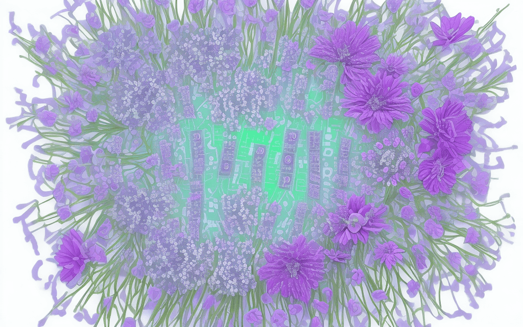 AI generated: divine complex binary code  transparent ones and zeros  take the form of a flowers
