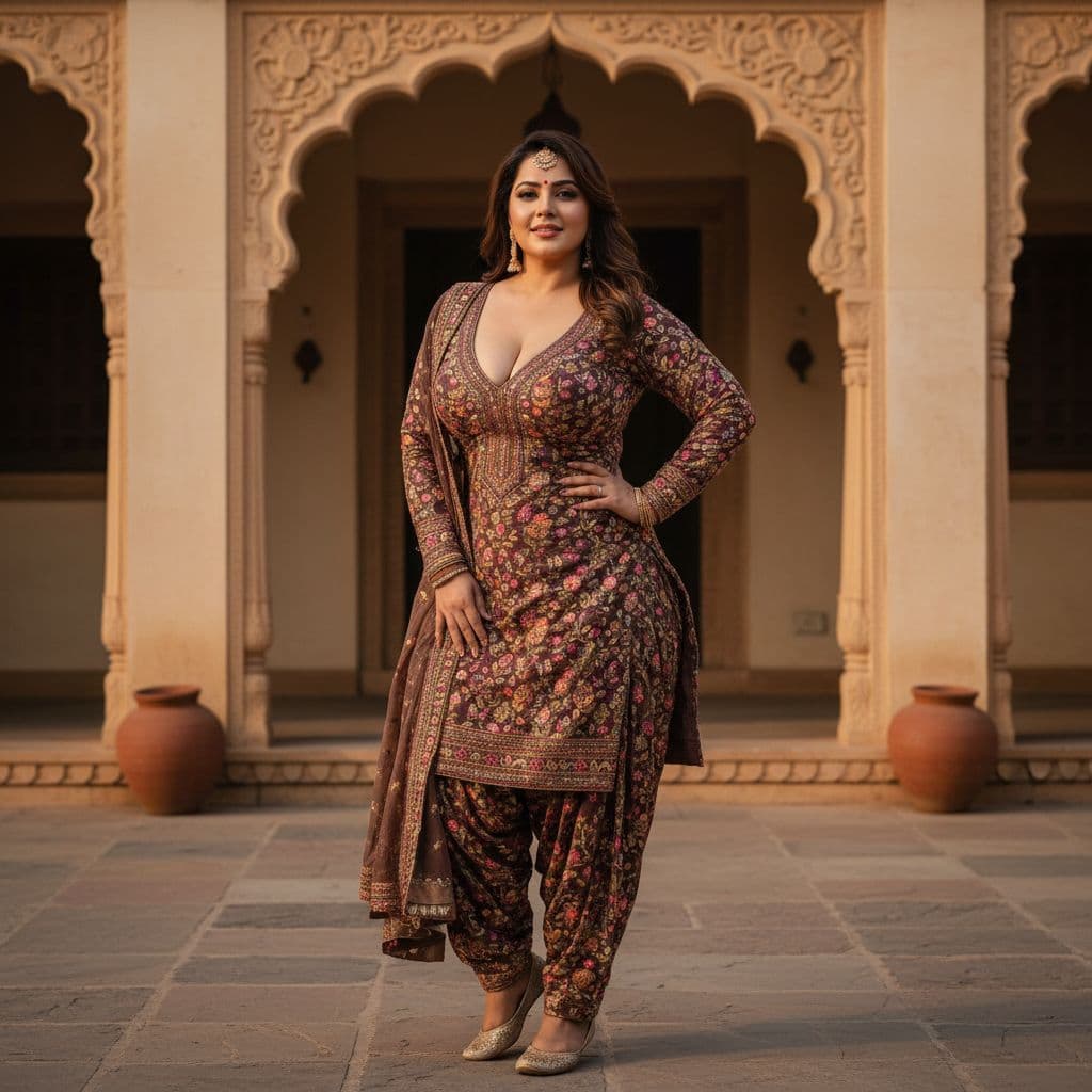 AI generated: Sexy punjaban desi heavy breast ultra real full pic showing her hips and curves
