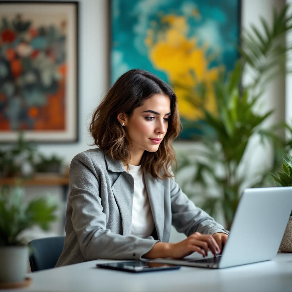 AI generated: A young female mechanical engineer, aged between 30 and 40 with a deep passion for transitioning int...