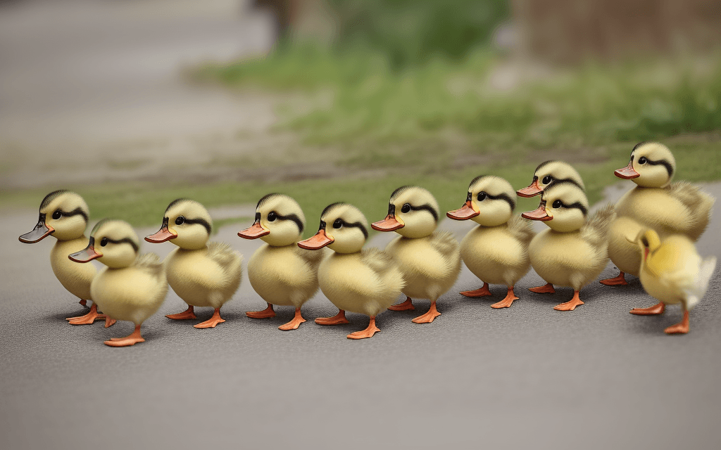 AI generated: little ducklings going to war