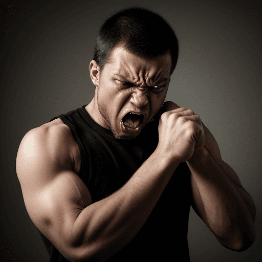 AI generated: The image shows a visibly frustrated man, with an expression of anger and aggressiveness. His face i...