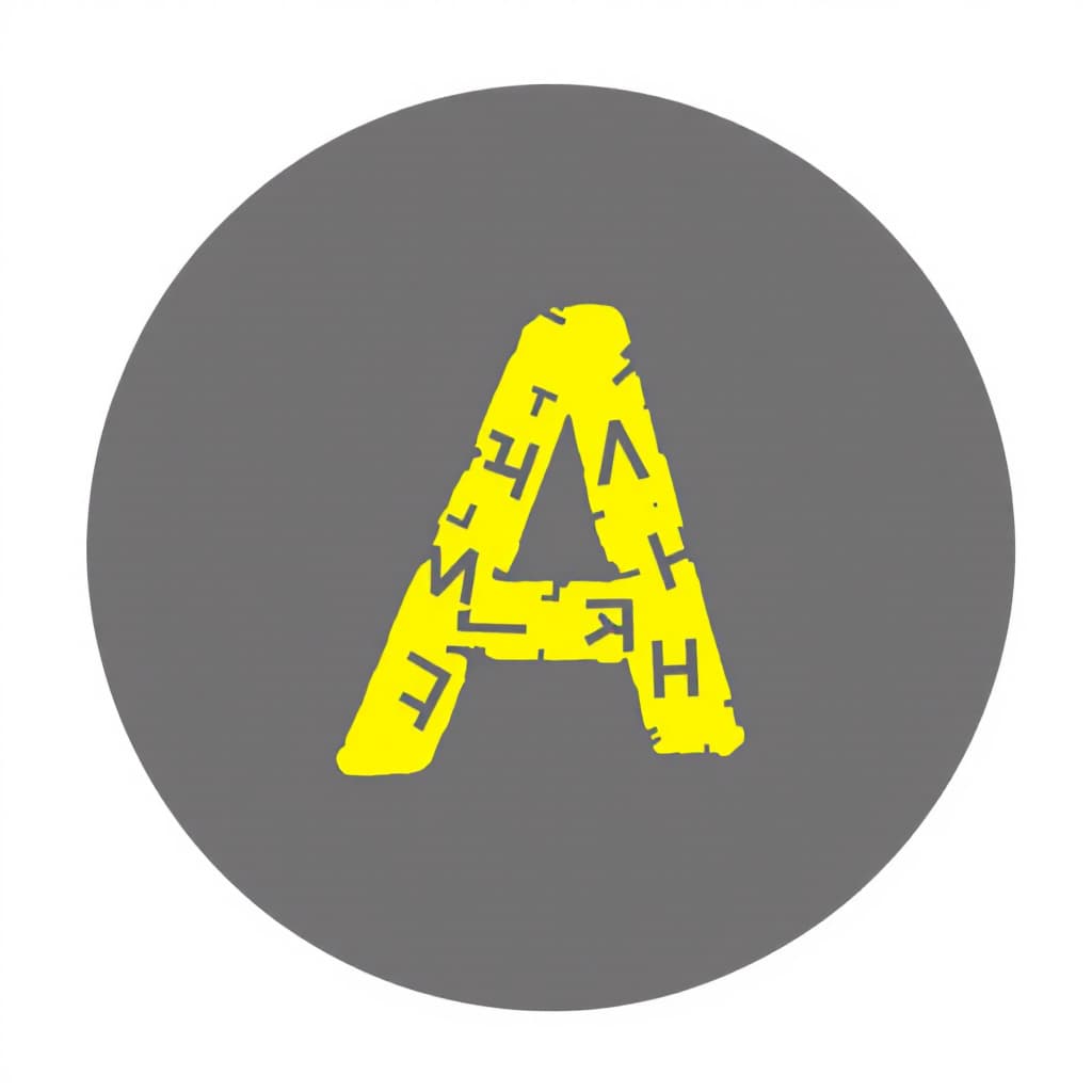 AI generated: YELLOW LETTERS A.S. ARE EVENLY DISTRIBUTED IN A BLACK CIRCLE.