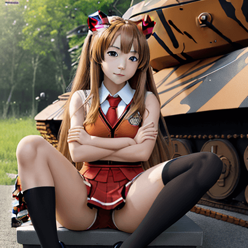 AI generated: masterpiece, taiga aisaka, smug, cute face, anime, anime face, girl sit on the front of realistic ta...