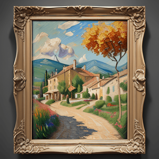 AI generated: impasto oil painting and impressionist painting on canvas of Provence, in the style of impressionist...