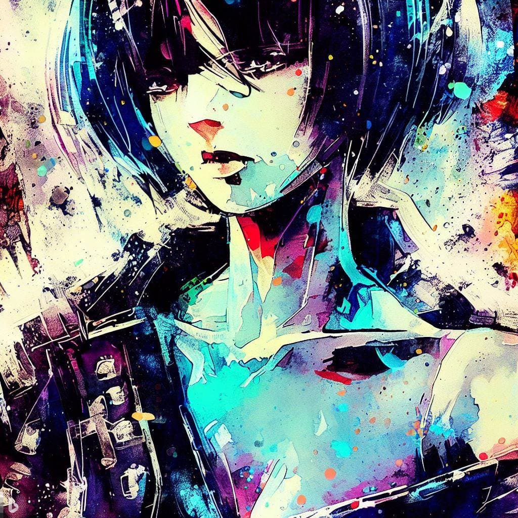 AI generated: anime artwork, A photo of a punk-inspired, edgy-looking young woman with a slender frame, anime styl...