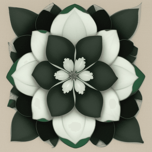 AI generated: green and black pimpoys, triangular petals and white edges, white faded edges