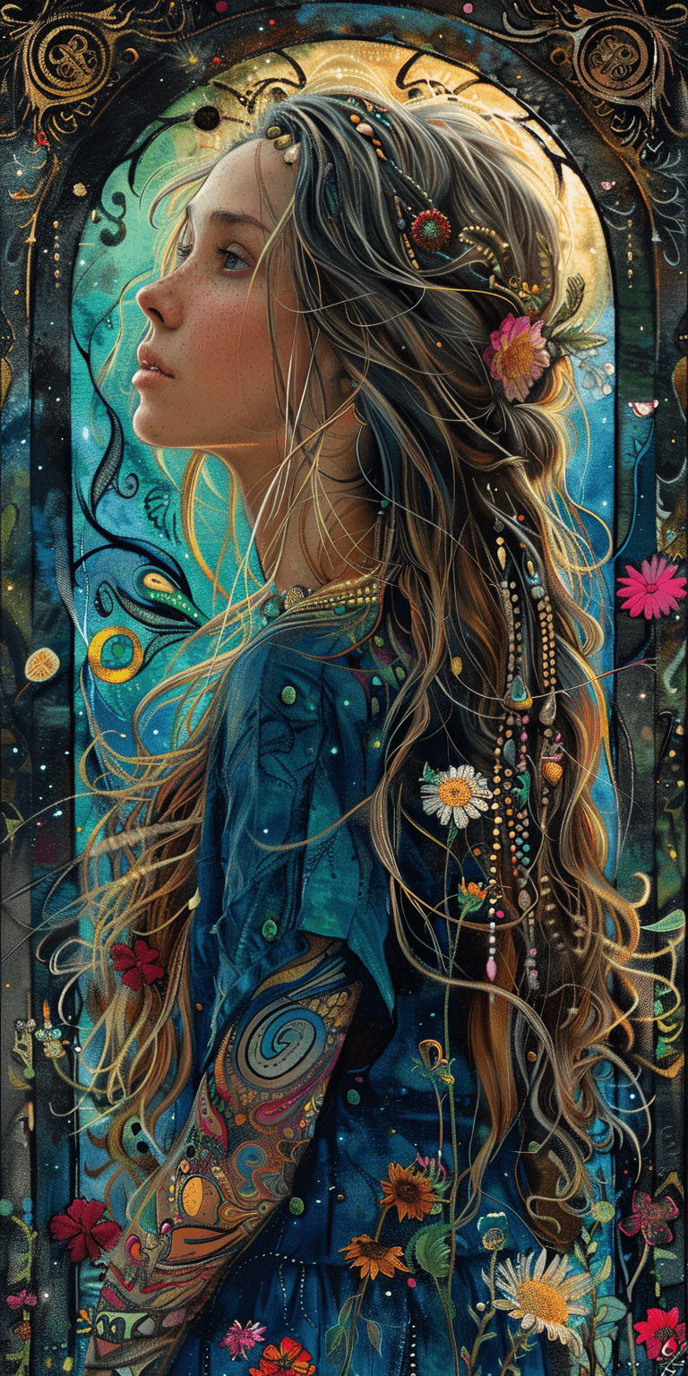 AI generated: Lemurian woman, mythological setting, stunning, in the style of spiritual fantasy art, magical, myst...