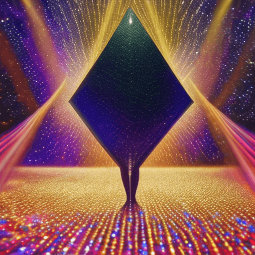 AI generated: The fourth dimension expands by floating in space at the distance of the close half body of the beau...