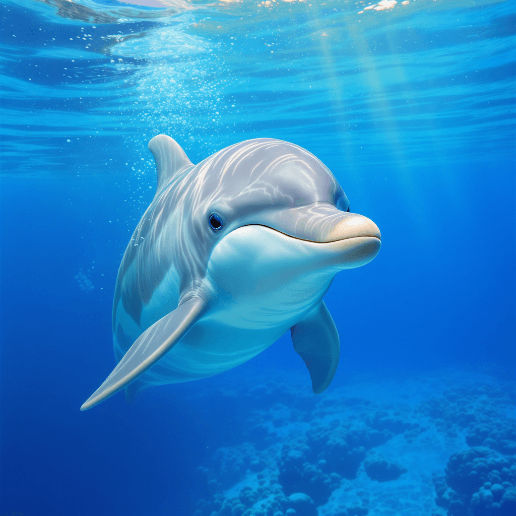 AI generated: Underwater painting style, Dolphin in the water, a lovely Dolphin in the water, Dolphin in the botto...