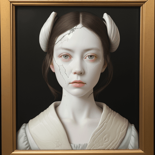 AI generated: Porcelain portrait, repaired using Kintsugi.