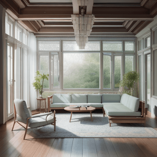 AI generated: High resolution photography interior design, dreamy sunken living room conversation pit, wooden floo...