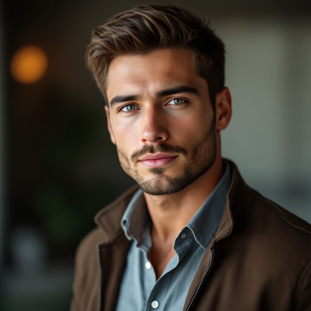AI generated: "A highly realistic and detailed portrait of a 25-year-old young man with a confident and charismati...