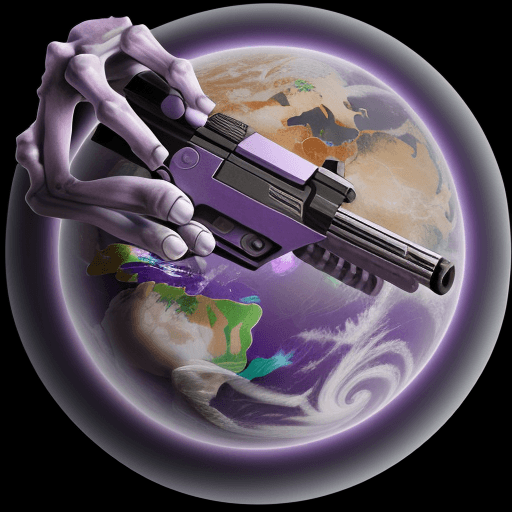 AI generated: A picture of planet earth wearing a pair of marble purple coloured glasses and the planet earth has ...