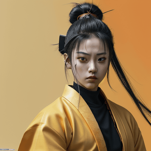 AI generated: samurai x anime wallpaper, samurai x wallpaper, in the style of cyberpunk dystopia, light yellow and...
