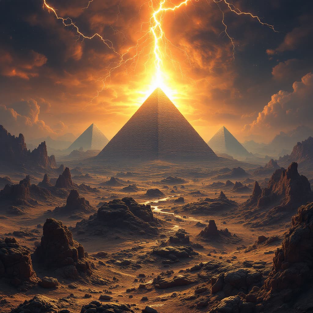 AI generated: The Earth as seen by aliens from another planet. They want to build pyramids there that will generat...