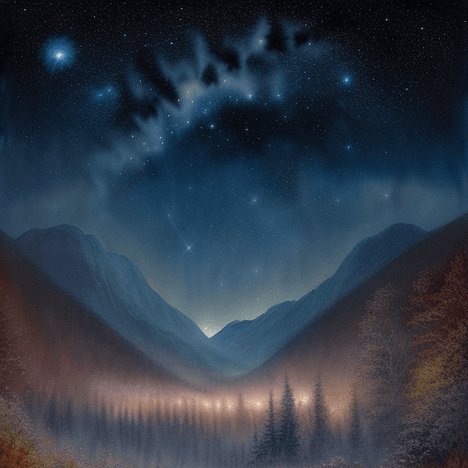 AI generated: Hyper realistic ground level watercolor of night sky phenomena, comet, supernova, constellation, tel...